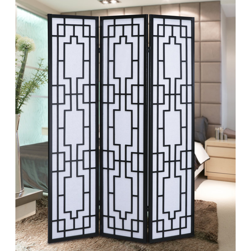 Black/White Onshuntay Screen 3 Panel Room Divider