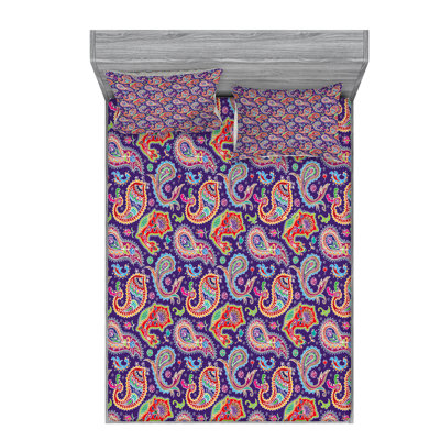 Sixties and Seventies Hippie Themed Motives  Paisley Sheet Set East Urban Home