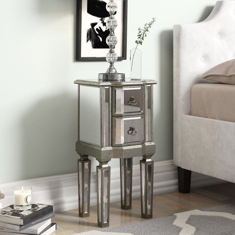 wayfair mirrored bedside table