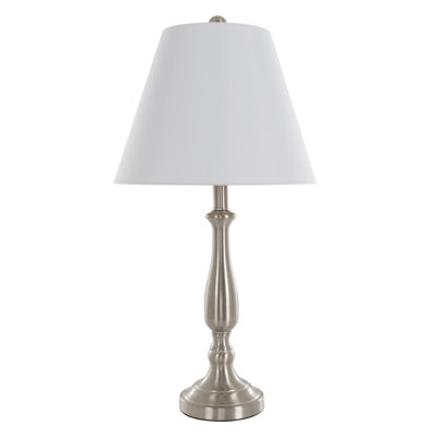 26" Brushed Steel Table Lamps Set - Traditional Accent Lights with LED Bulbs