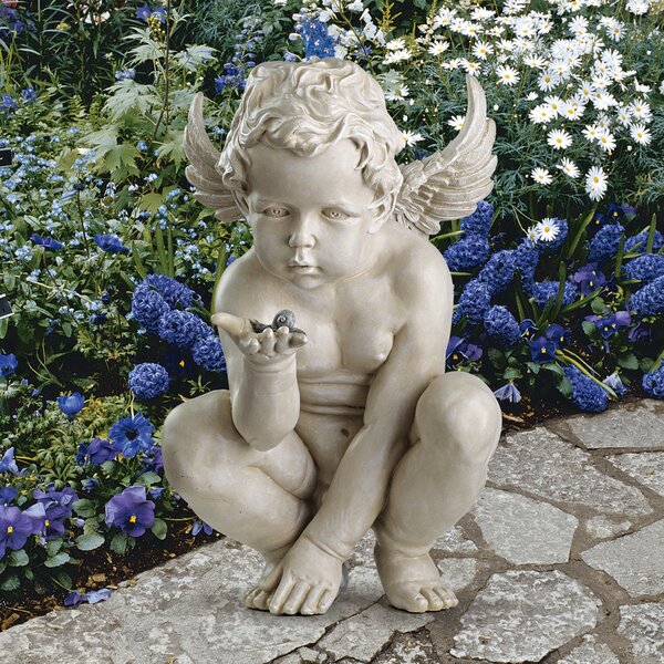 Winged Cherub Wall Plaque Figurine Statue Baby Angel Wings Sculpture NEW IN 