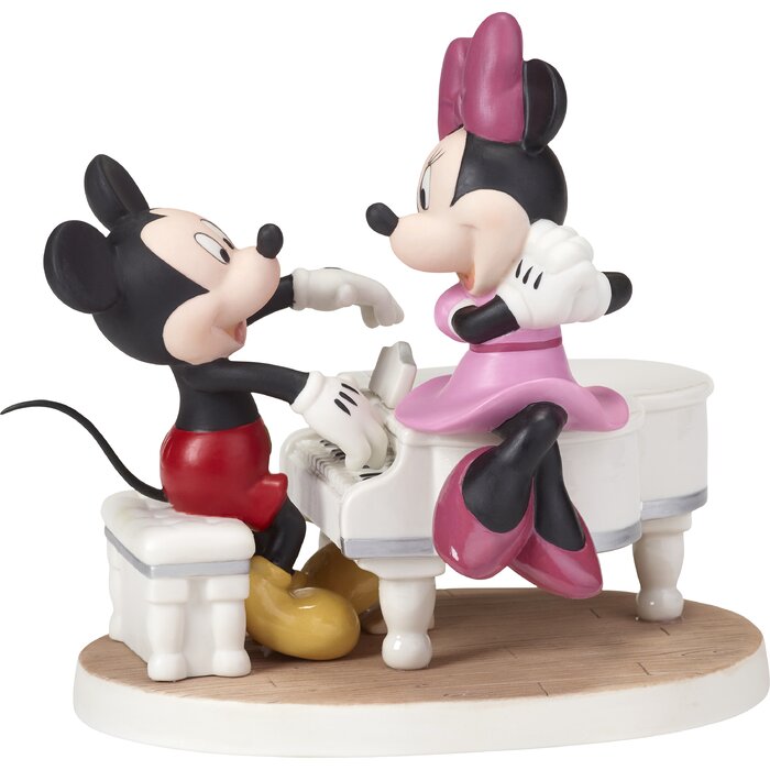Disney Mickey And Minnie With Piano Musical Figurine