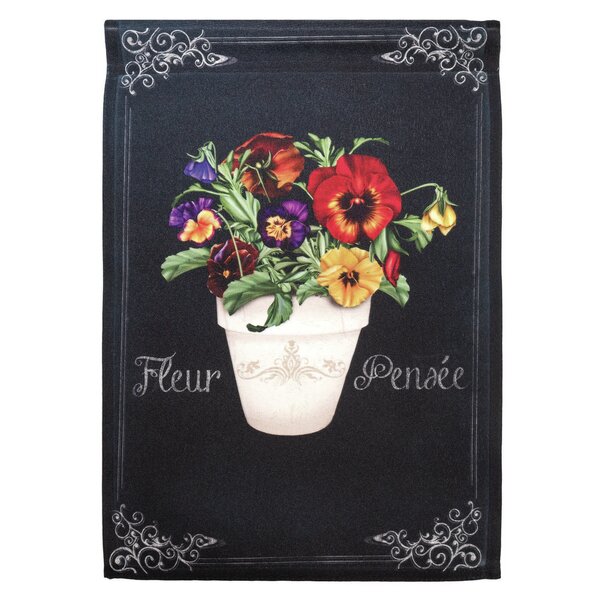 Pansy Pot Spring Garden Flag Double Sided Birds Floral 12.5" x 18" 