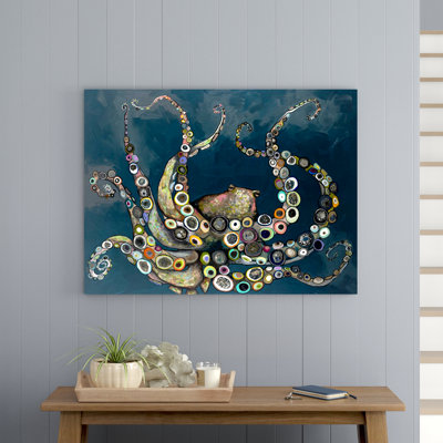 Octopus in the Deep Blue Sea by Eli Halpin - Wrapped Canvas Print