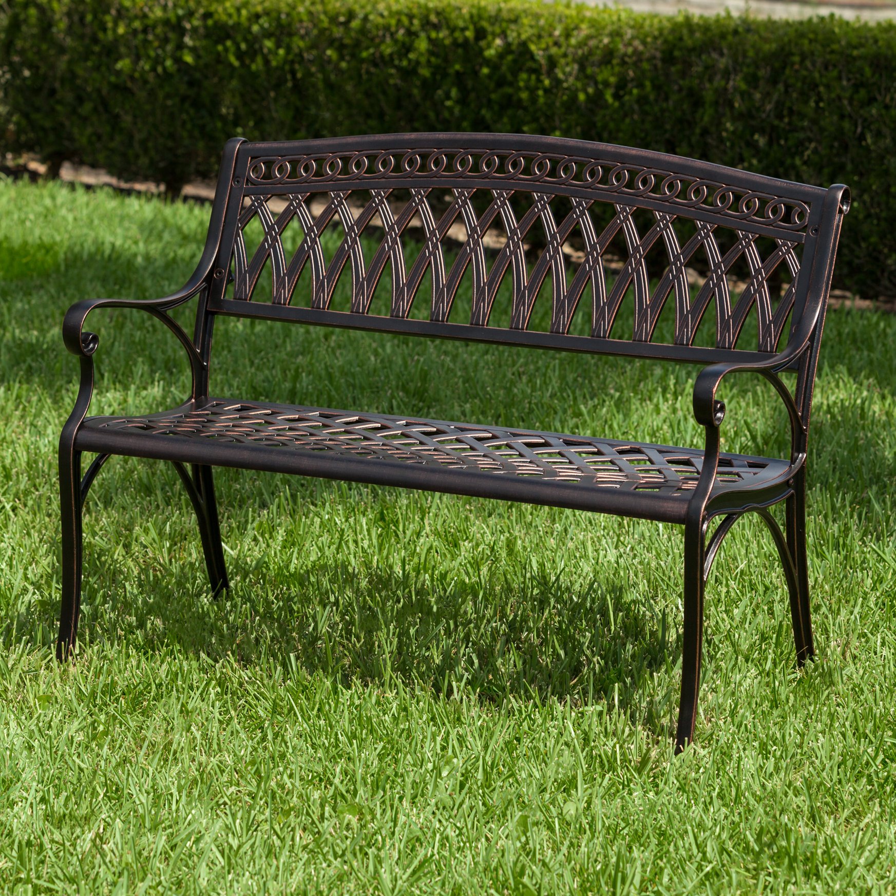 PatioSense Simone Cast Aluminum Garden Bench & Reviews Wayfair