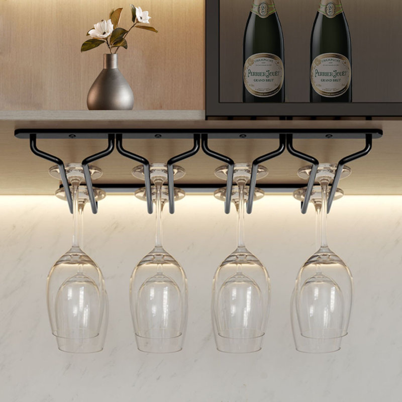 Darryell Metal Hanging Wine Glass Rack Finish: Black