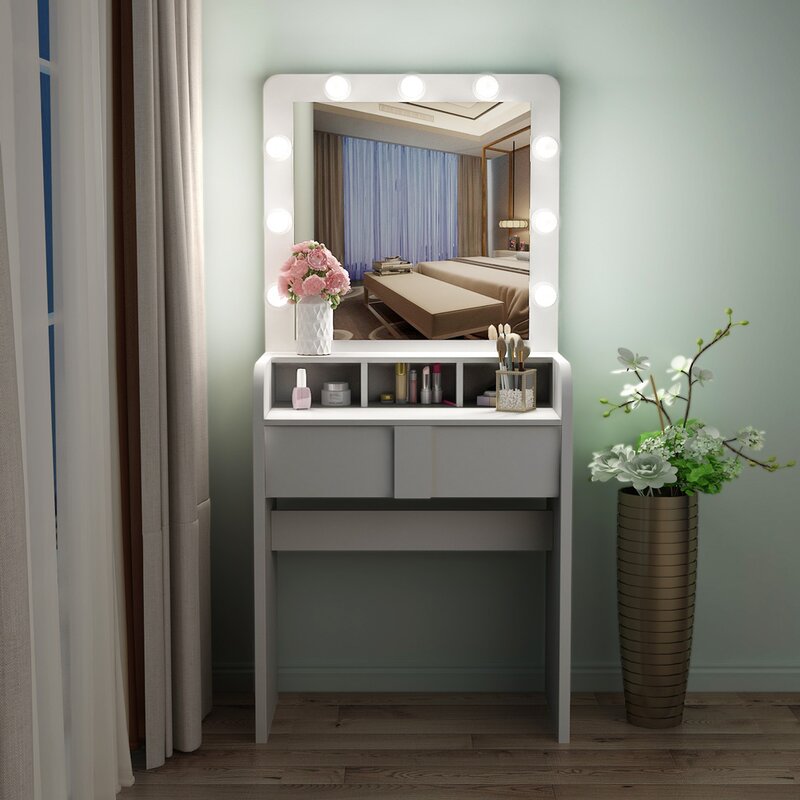 Latitude Run Vanity Table With Lighted Mirror Reviews Wayfair