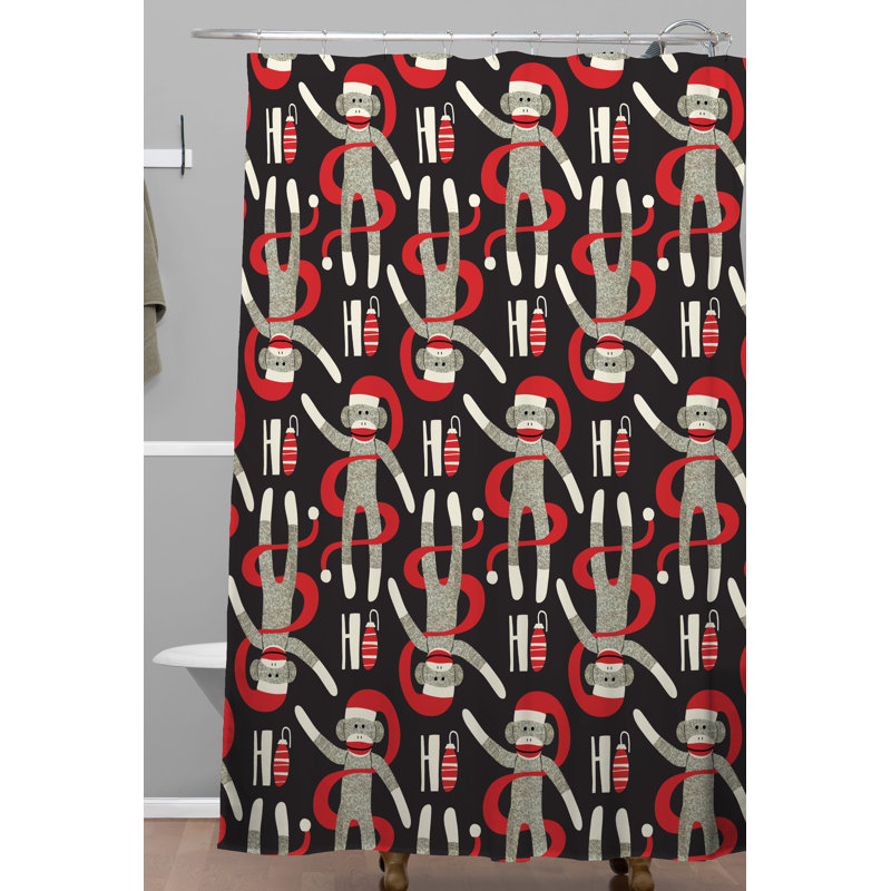 East Urban Home Heather Dutton Sock Monkey Santa Single Shower