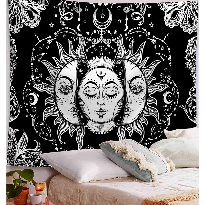 Psychedelic Sun Tapestry with Hanging