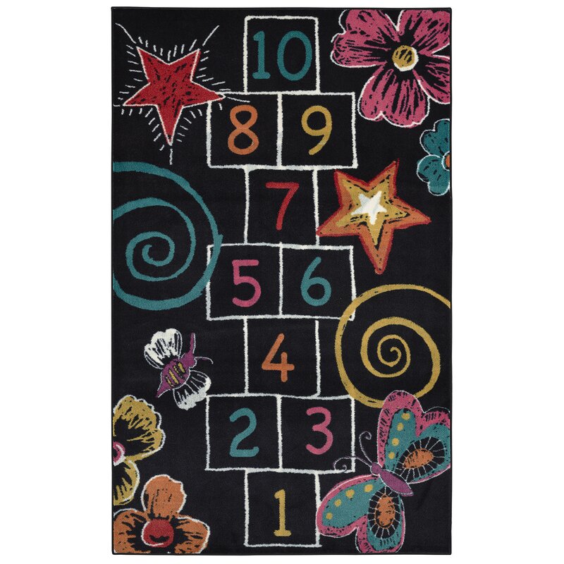 Zoomie Kids Anastasia Hopscotch Chalk Black Area Rug Reviews