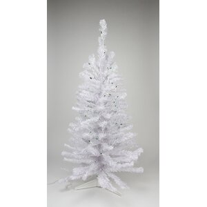 2' White Iridescent Pine Artificial Christmas Tree with Green Lights