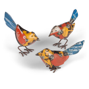 August Grove Vester Sage Polystone Bird 3 Piece Figurine Set Wayfair