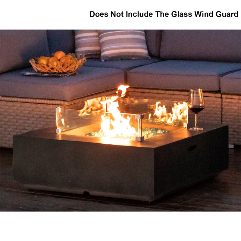 Ebern Designs Outdoor Propane Firepit Coffee Table W Slate Grey