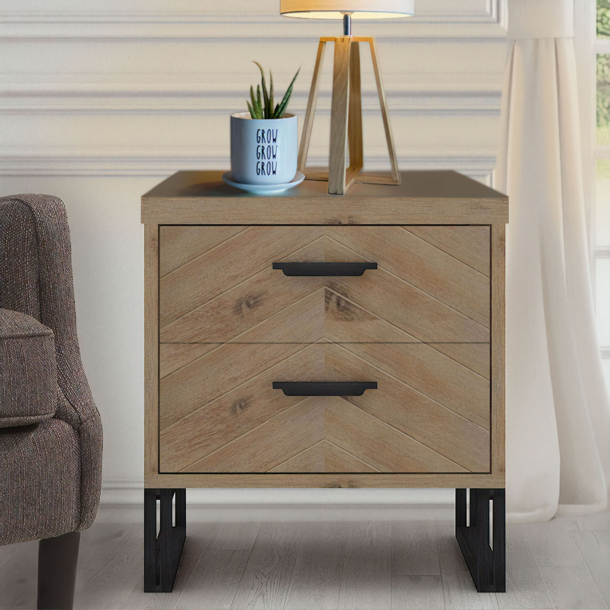 Crossville 2 Drawer Nightstand In Natural Oak Joss Main