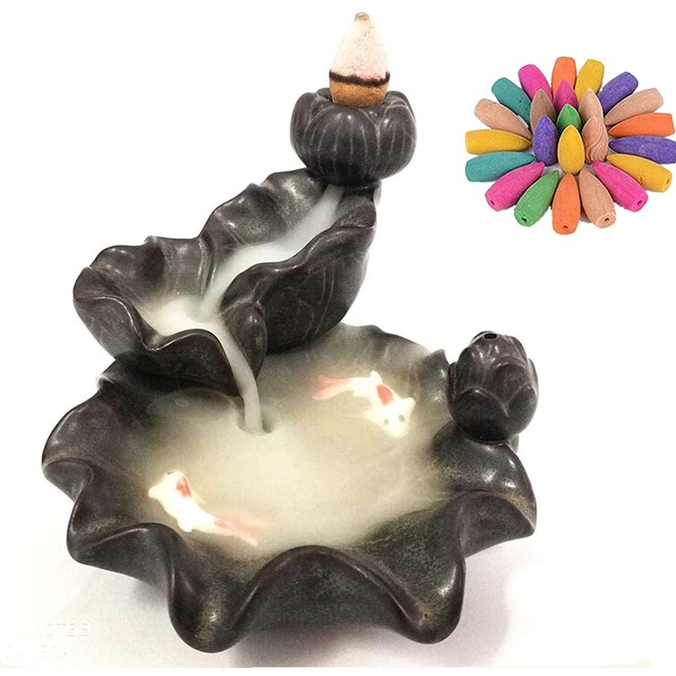 Ceramic Backflow Waterfall Incense Burner Attractive Home Decoration Incense Holder Aromatherapy /& Environment Cleansing Resin Mountain Fall
