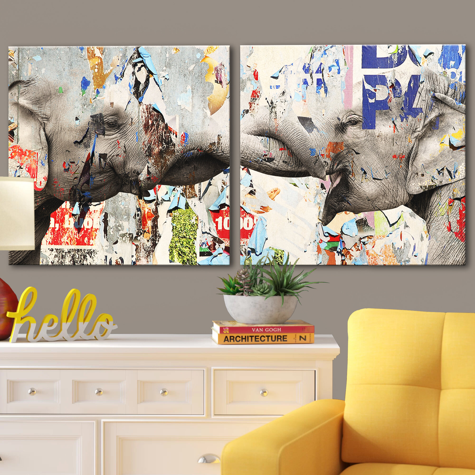 Ivy Bronx Saddle Ink Elephant Vi By Tristan Scott 2 Piece Wrapped Canvas Graphic Art Print Set Reviews Wayfair