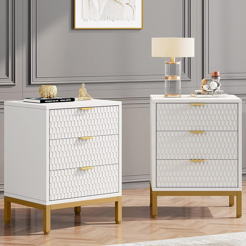 Becnel Iron Nightstand Color: White/Gold