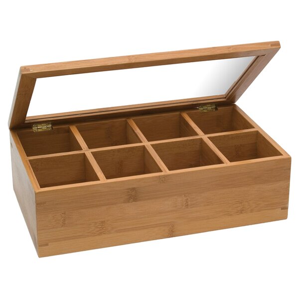 1x Brown Wooden Tea Box Tea Caddy Kitchen Chest 9 Compartments Storage H9b 