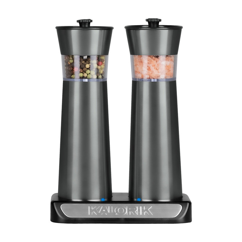 Kalorik Rechargeable Gravity Salt And Pepper Grinder Set, Stainless