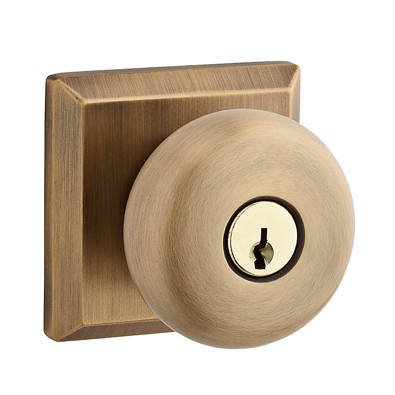 Baldwin Round Passage Door Knob With Traditional Square Rose
