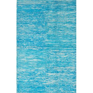 One-of-a-Kind Sari Hand-Knotted Blue Area Rug