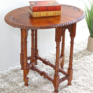 Windsor Hand Carved Wood Foldout Console Table
