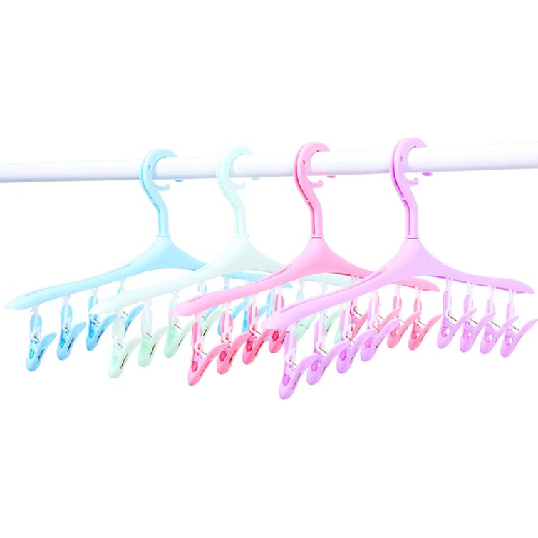 24 Clips Clothes Hanger Windproof Drying Rack Socks Underwear Home Laundry Airer