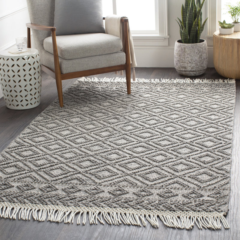 Union Rustic Carletta Geometric Handmade Flatweave Wool Black White Area Rug Reviews Wayfair