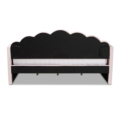 incomplete Foust Timila Modern And Contemporary Light Pink Velvet Fabric Upholstered Twin Size Daybed With Trundle