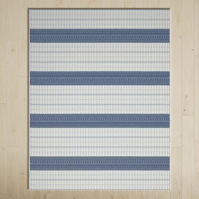 Danforth Striped Flatweave Blue/Beige Indoor / Outdoor Area Rug