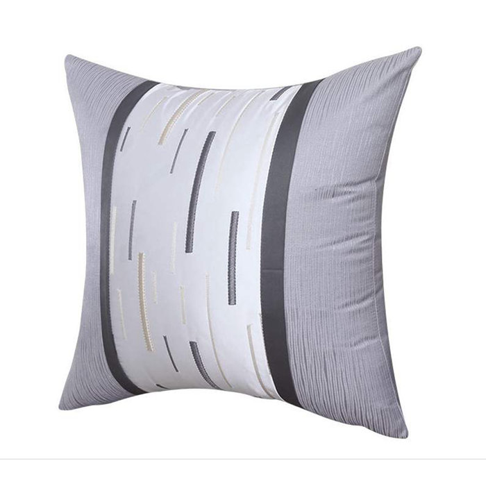 Charlton Home Luxury Embroidered Cotton Silk Cushion Pillow