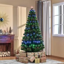 Pre Lit Christmas Tree Xmas Fibre Optic LED Lights 6ft 