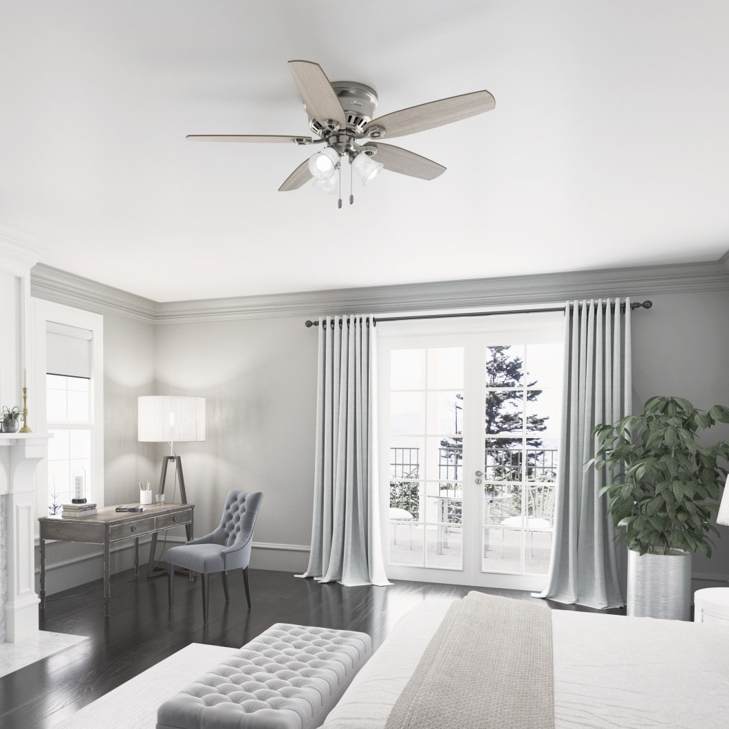 Hunter Fan 52 Builder 5 Blade Standard Ceiling Fan With Pull Chain And Light Kit Included Reviews Wayfair