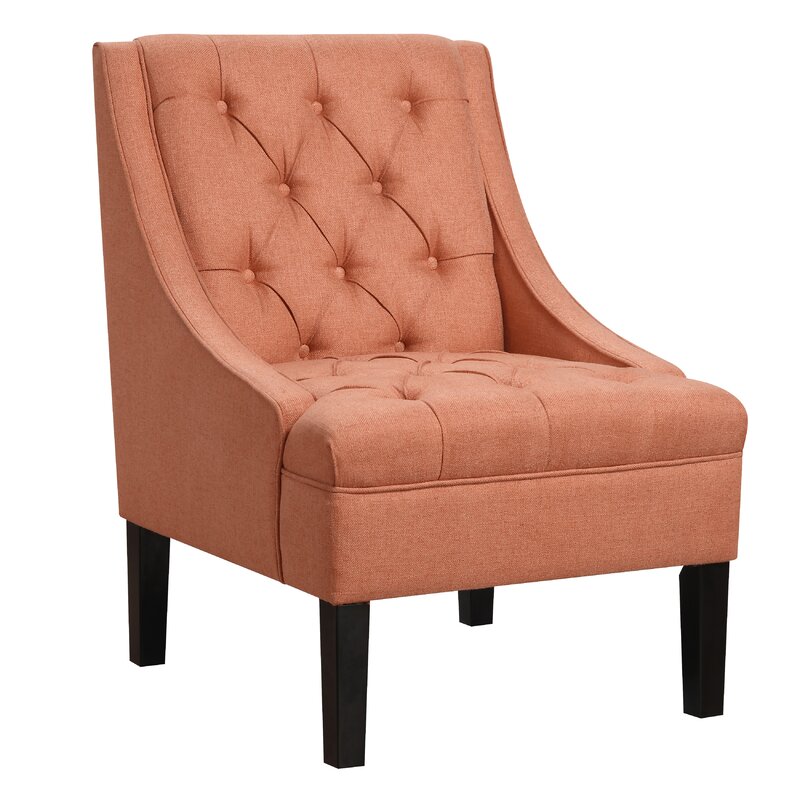 Button Arm Chair Upholstery: Orange