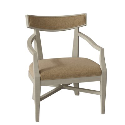 Douglas Upholstered King Louis Back Arm Chair Fairfield Chair Body Fabric: 3160 Almond, Frame Color: French Oak