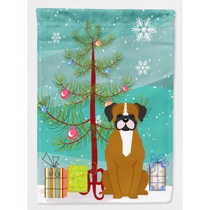 Merry Christmas Tree Boxer 2-Sided Garden Flag