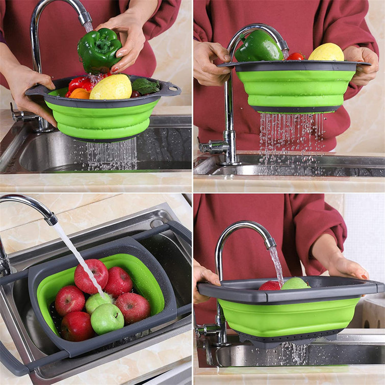 Micro Kitchen Colander Can Drainer Lid Fast Cooking Food Grade Silicone Strainer 