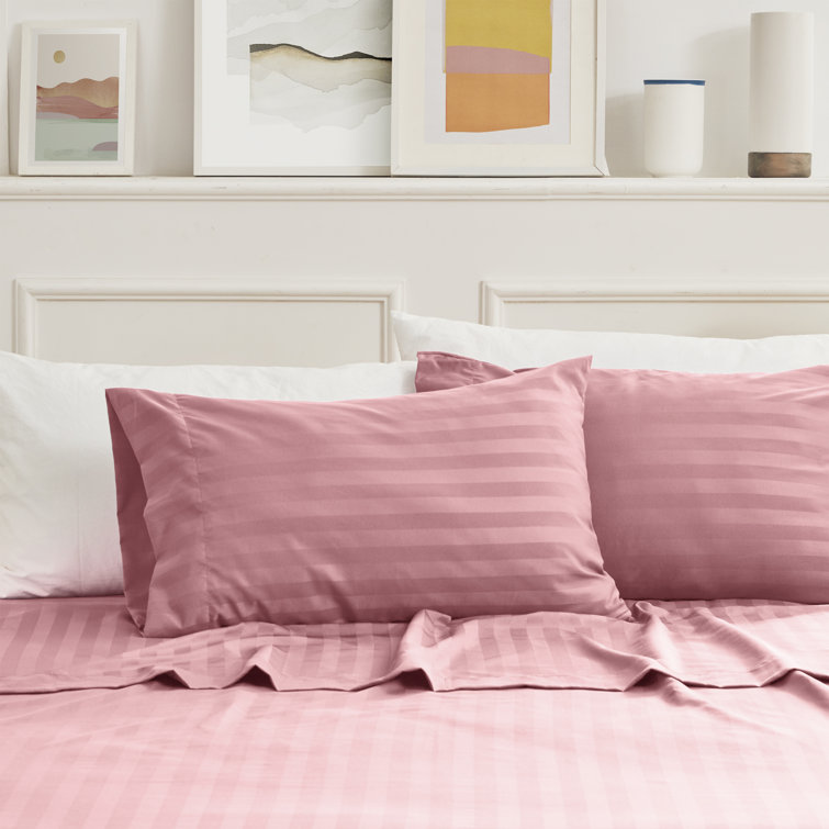 Latitude Run Amoritta Temperature Regulating Luxury Striped Microfiber Sateen Sheet Set Reviews Wayfair