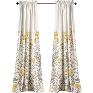 Hilliard Nature/Floral Room Darkening Rod Pocket Curtain Panels (Set of 2)