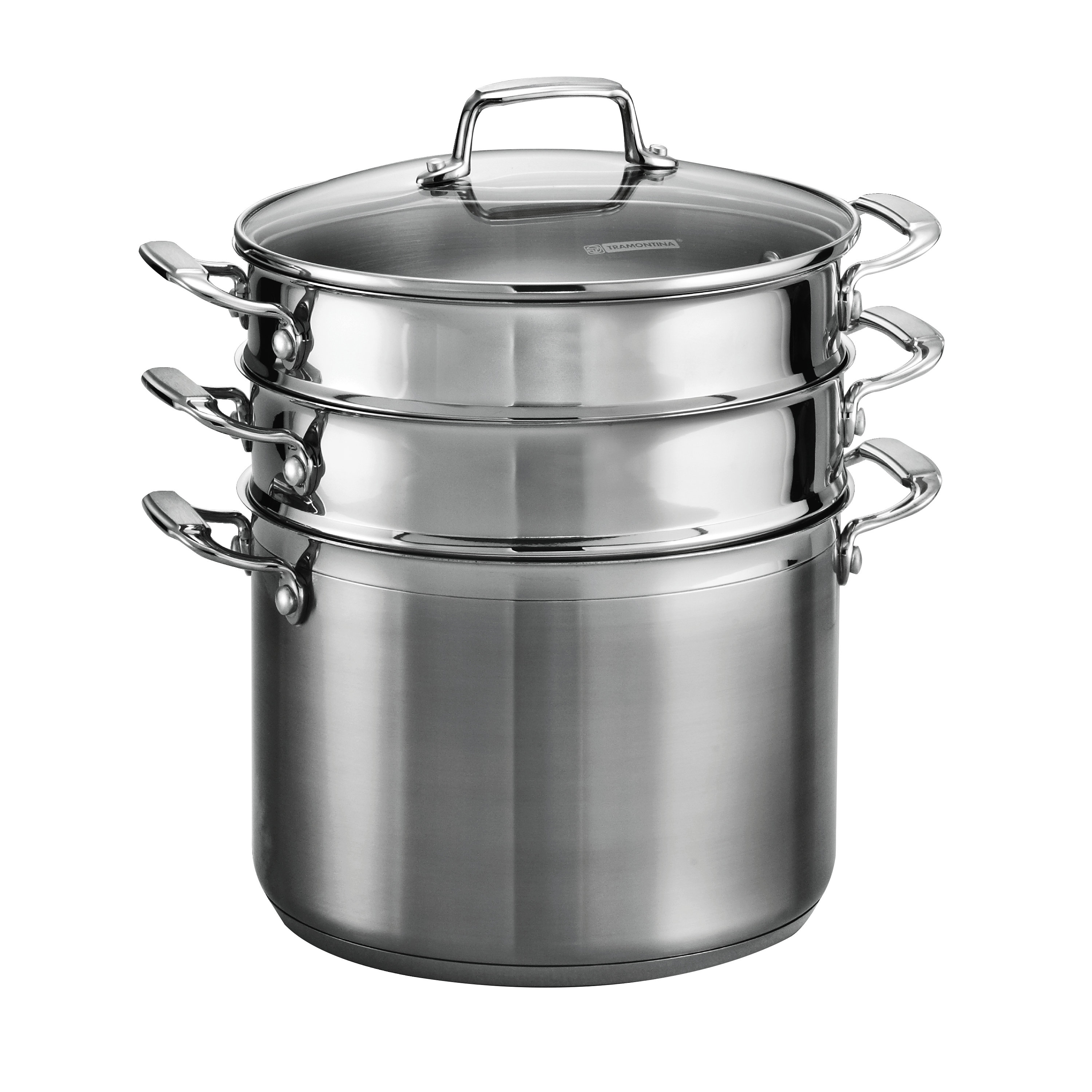 5PC Stainless Steel 7 Quart Pasta Cooker Set Stock Pot w/ Lid Steamer
