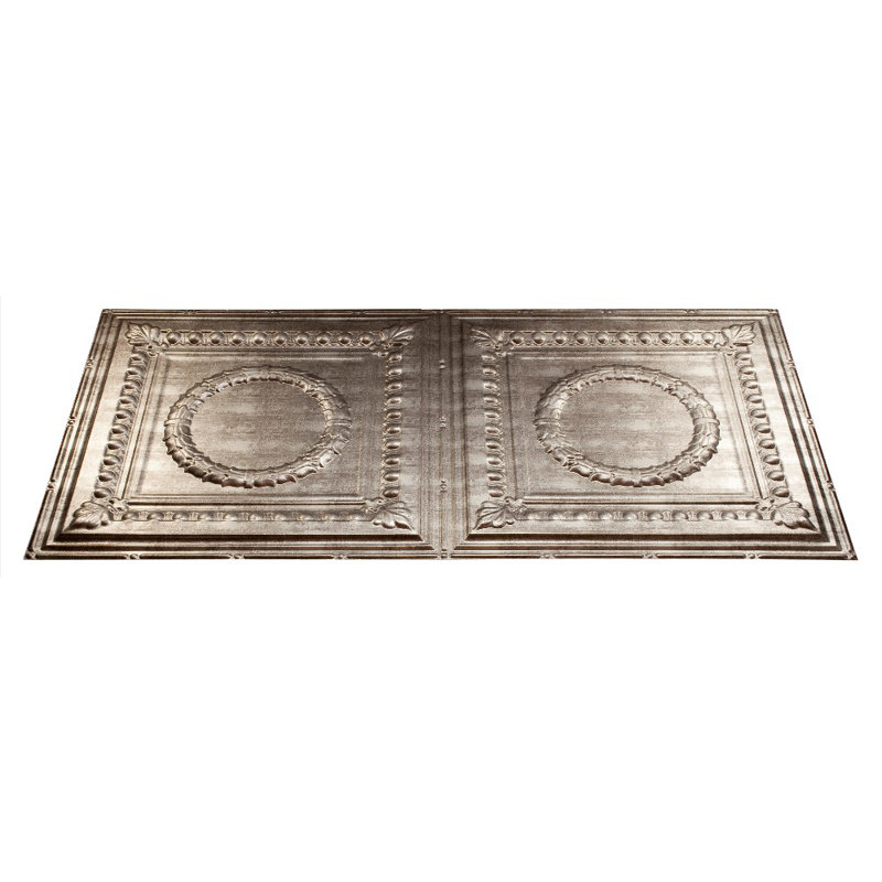 Fasade Rosette 2 Ft X 4 Ft Glue Up Ceiling Tile In Cross Hatch Silver Wayfair
