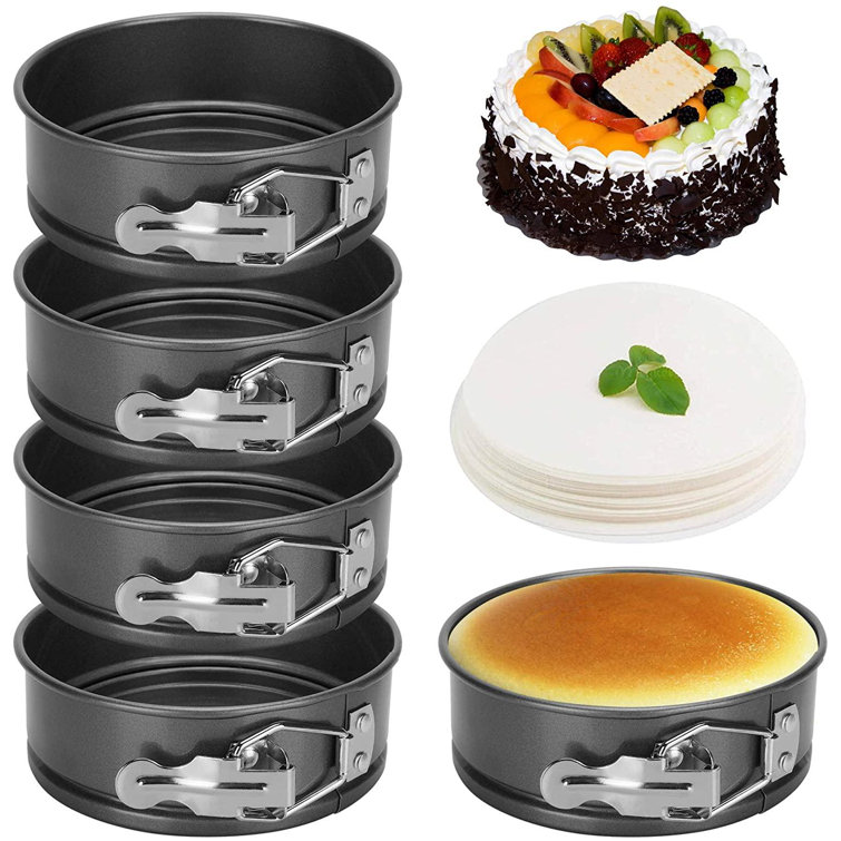 Feidigeluo Mini Moule A Charniere 4 5 Pouces Ensemble De 5 Avec Papier Cire 100 Pieces Petit Moule A Gateau Antiadhesif Pour Mini Gateaux Au Fromage Pizzas Et Quiches Wayfair Ca