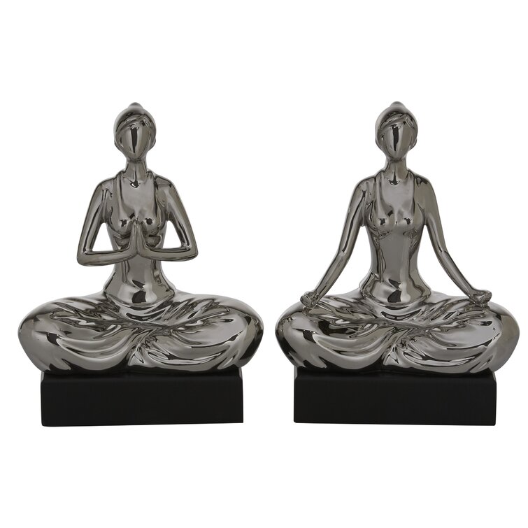 Porcelain Ceramic Figurines Yoga Pose Meditation Room  Statue Decor-04 