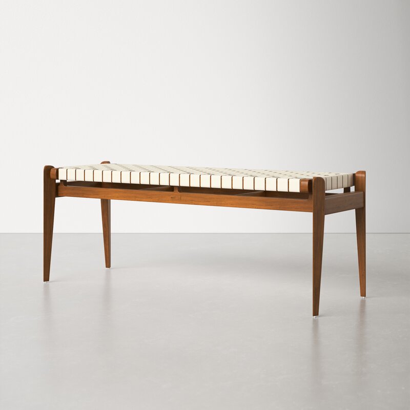 mid century modern woven bench