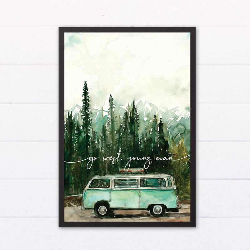 Union Rustic Go West Young Man Framed Watercolor Painting Print