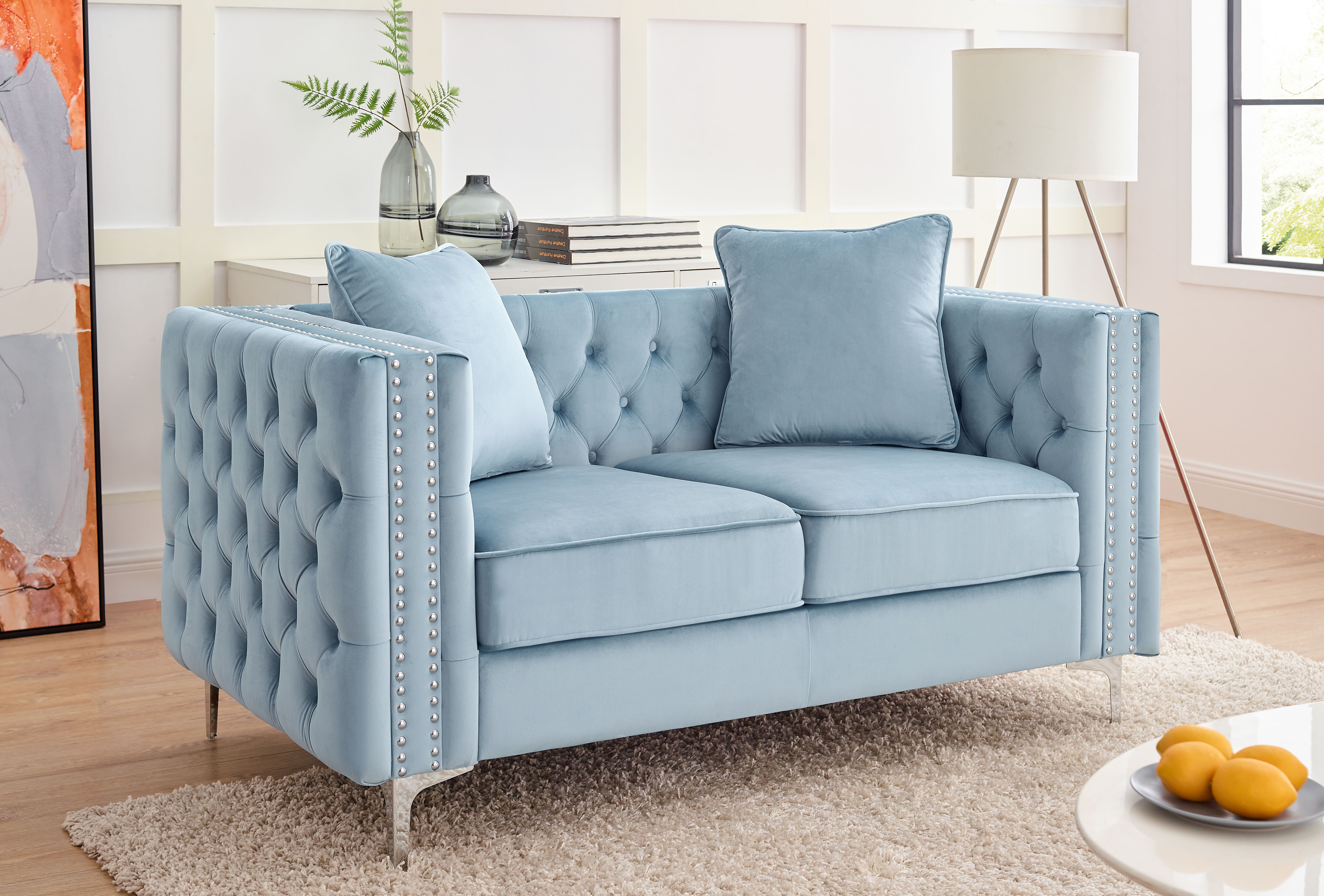 House Of Hampton Letcher 63 Wide Velvet Square Arm Loveseat Reviews Wayfair