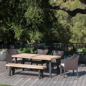 Canora Grey Mccomas 5 Piece Dining Set With Cushions And Firepit Wayfair