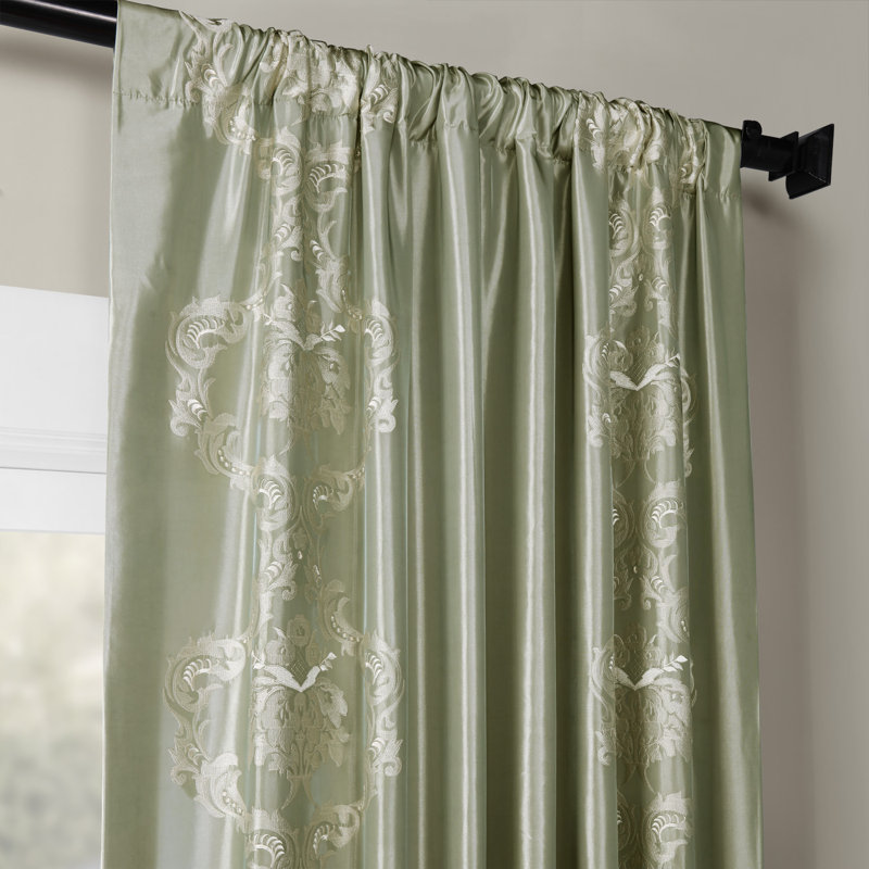 Rosdorf Park Rotteck Faux Silk Taffeta Damask Room Darkening Thermal Rod Pocket Single Curtain Panel Reviews Wayfair Rosdorf Park Rotteck Faux Silk Taffeta