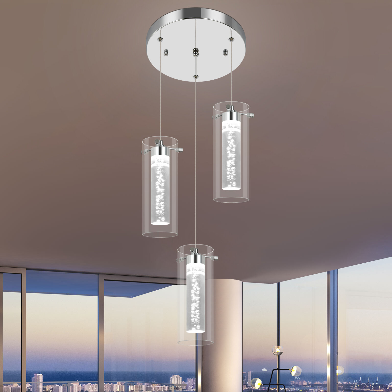 Modern Ceiling 3-Light Chandelier Lighting Hanging Fixture Pendent Lamp Home 