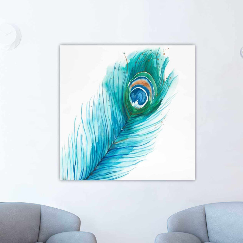 Bloomsbury Market Long Peacock Feather Oil Painting Print On